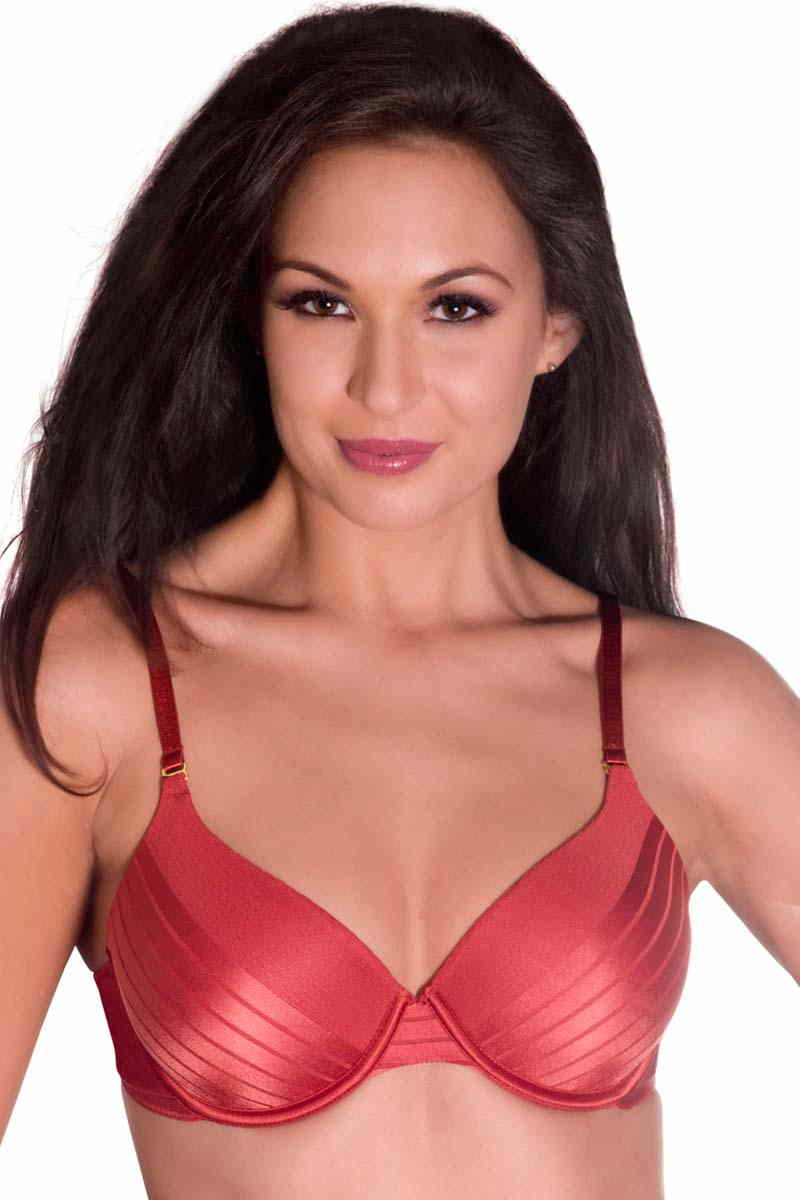 Sheer Stripes Padded Wired Bra 32B / Burnt Orange - amanté Bra - Image 14 of 14