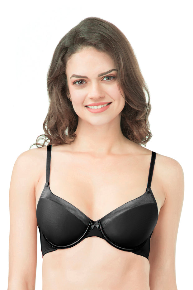 Buy Clovia Padded Non-Wired Demi Cup T-Shirt Bra With Plunge Neckline -  Nude online
