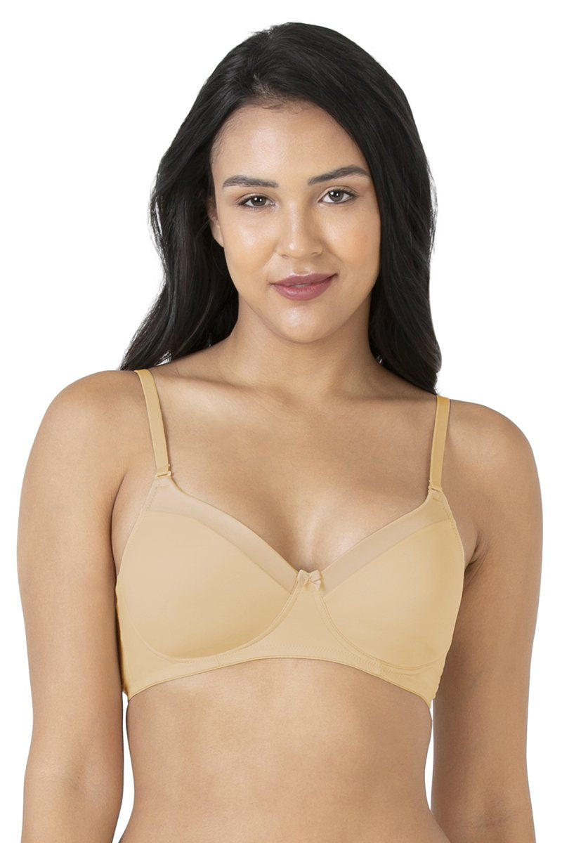 Satin Edge Non-Wired Bra 32D / Sand - amanté Bra