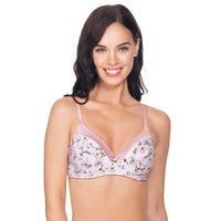 Satin Edge Non-Wired Bra 32B / Dawn Pink Print - amanté Bra thumbnail 2
