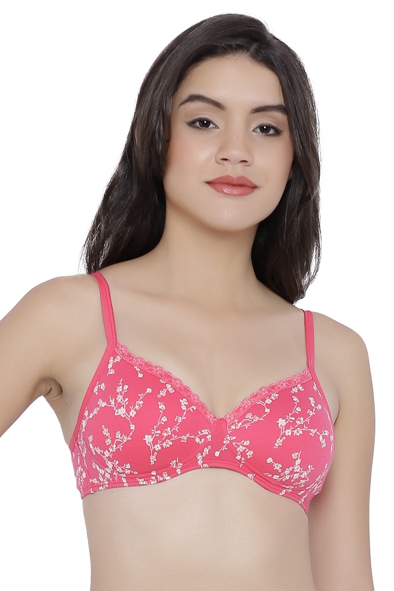 Cotton Casuals Non-Wired Bra 32B / Azalea- Acru print - amanté Bra - Image 1 of 1