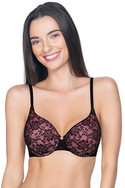 Floral Romance Bra 32B / Black-Sea Pink - amanté Bra