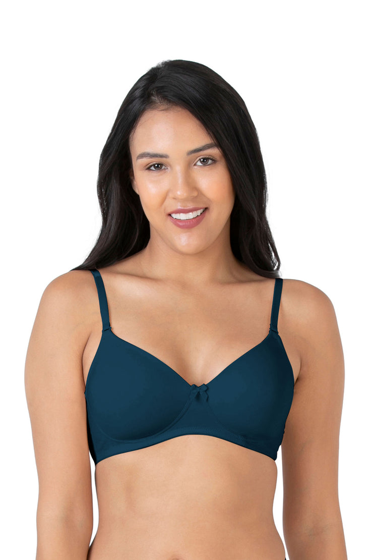 Smooth Charm Non-Wired Bra 32B / Blue Wing Teal - amanté Bra