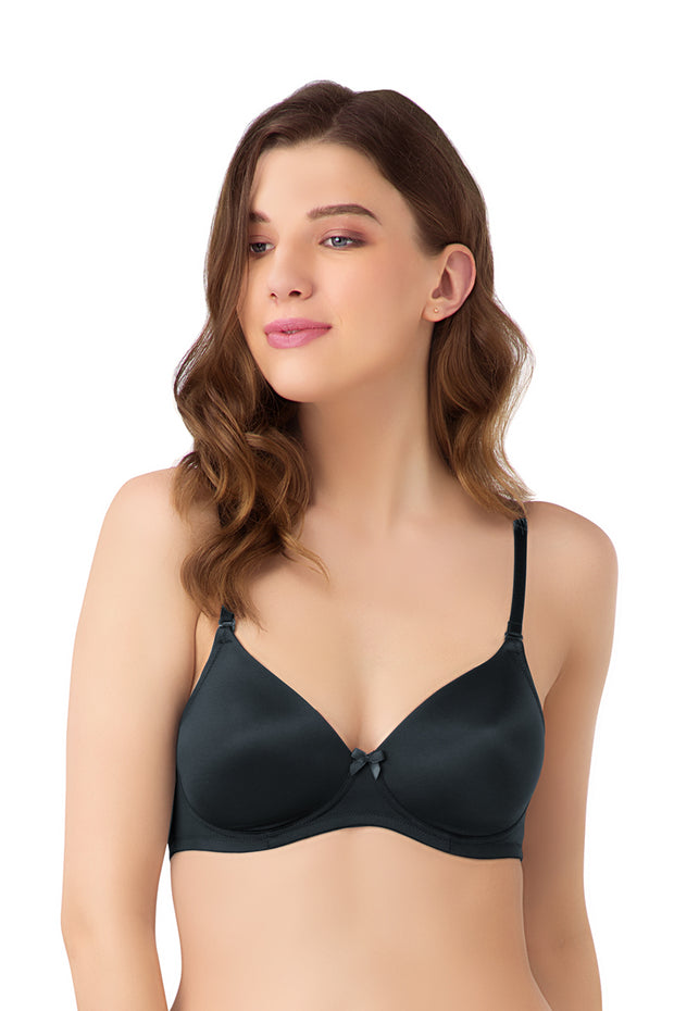 DressBerry Black Printed Non-Wired Lightly Padded T-shirt Bra