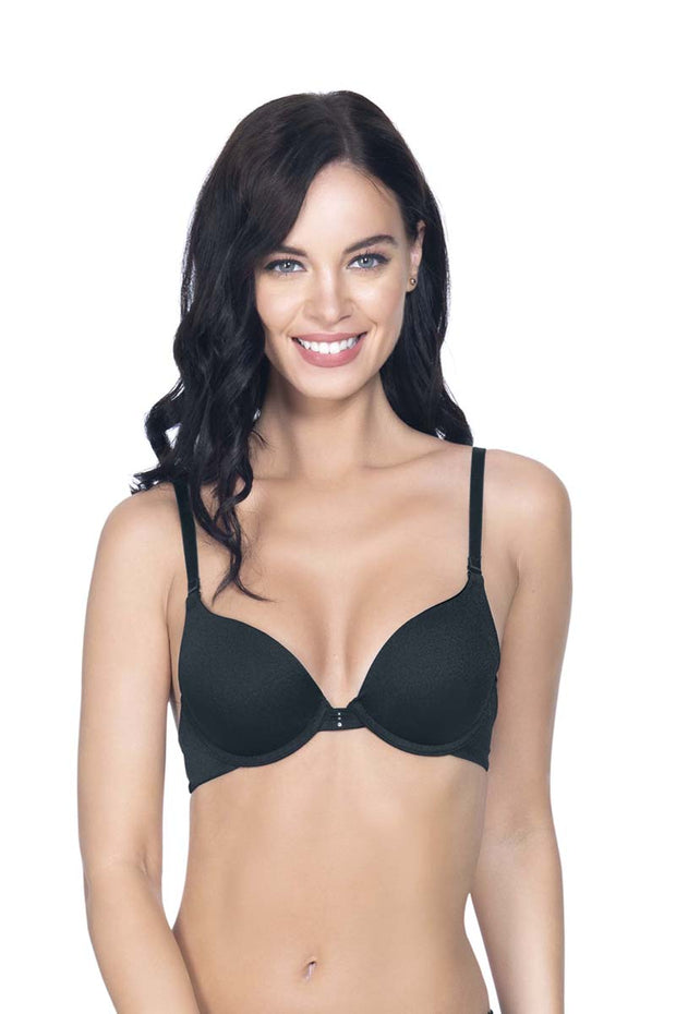 Buy Amante Lace Padded Wired Demi Coverage Sheer Luxe Bra- Black Online