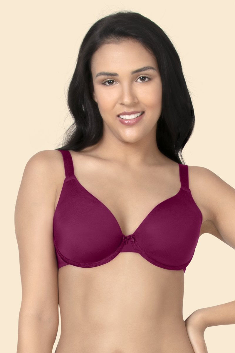 Curvy Smooth Non-Padded Wired Bra 32D / Deep Magenta - amanté Bra - Image 3 of 12