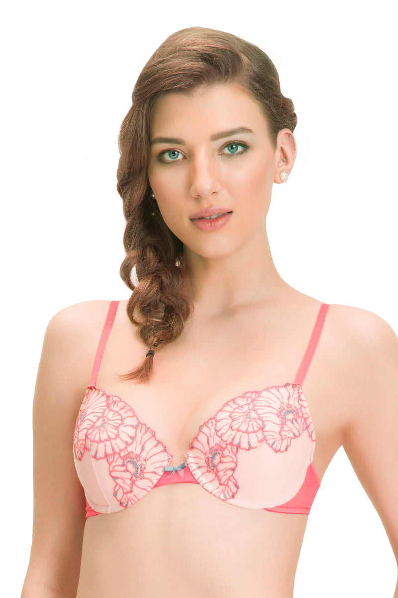Sweet Allure Padded Plunge Bra 32B / Gosamer Pink-Camilia Rose - amanté Bra