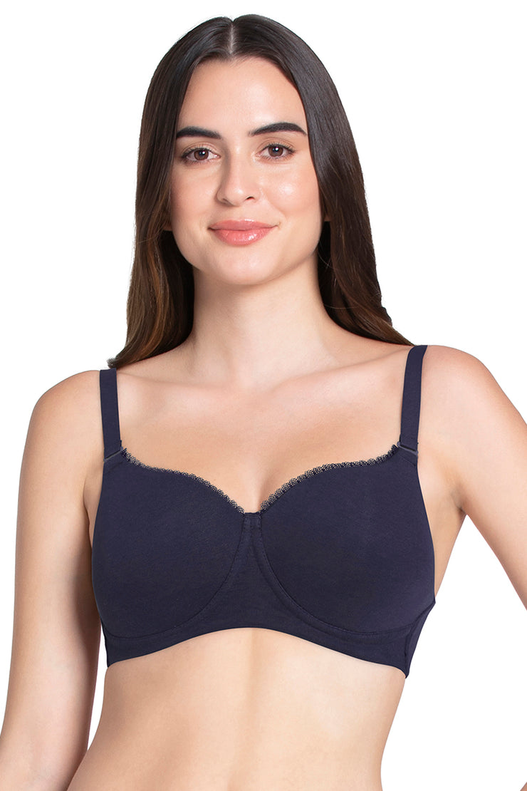 Buy AMANTE Persian Blue Cotton Non-Wired Lightly Padded Women's Beginners  Bra