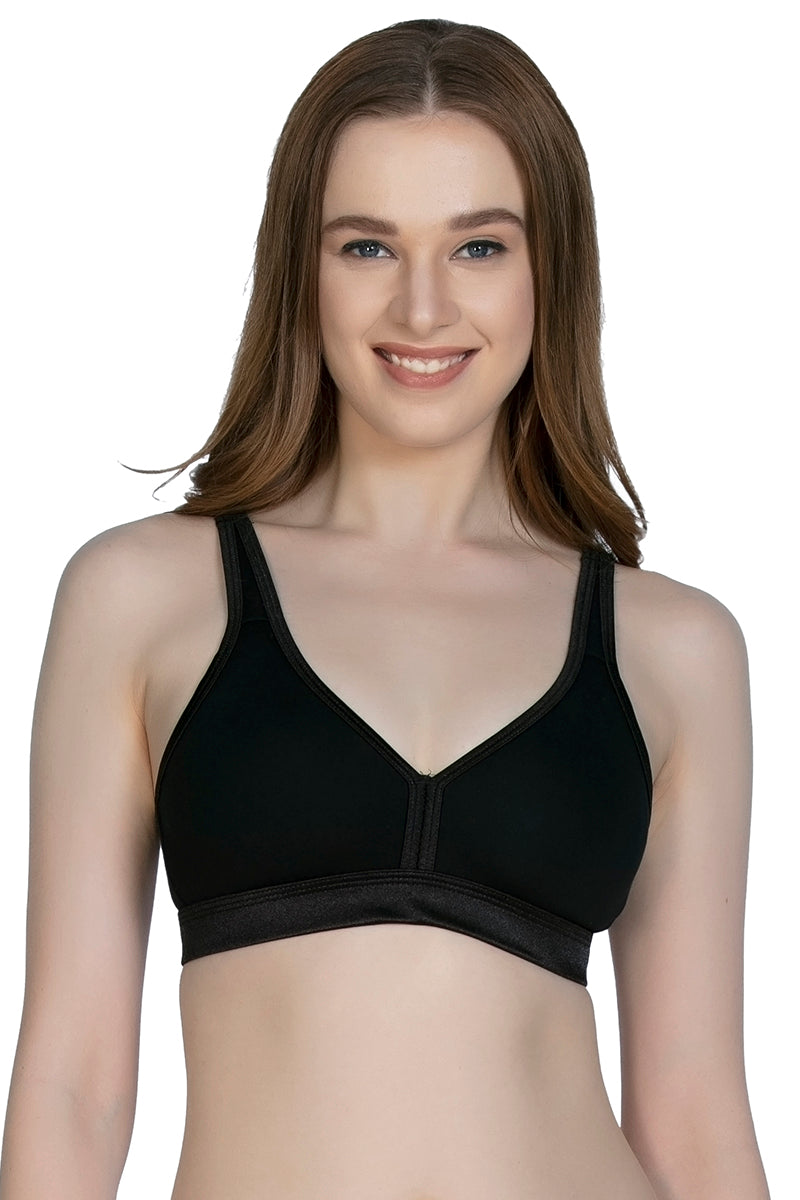 True Comfort V-Neck Non-Padded Non-Wired Bra 34B / Black - amanté Bra