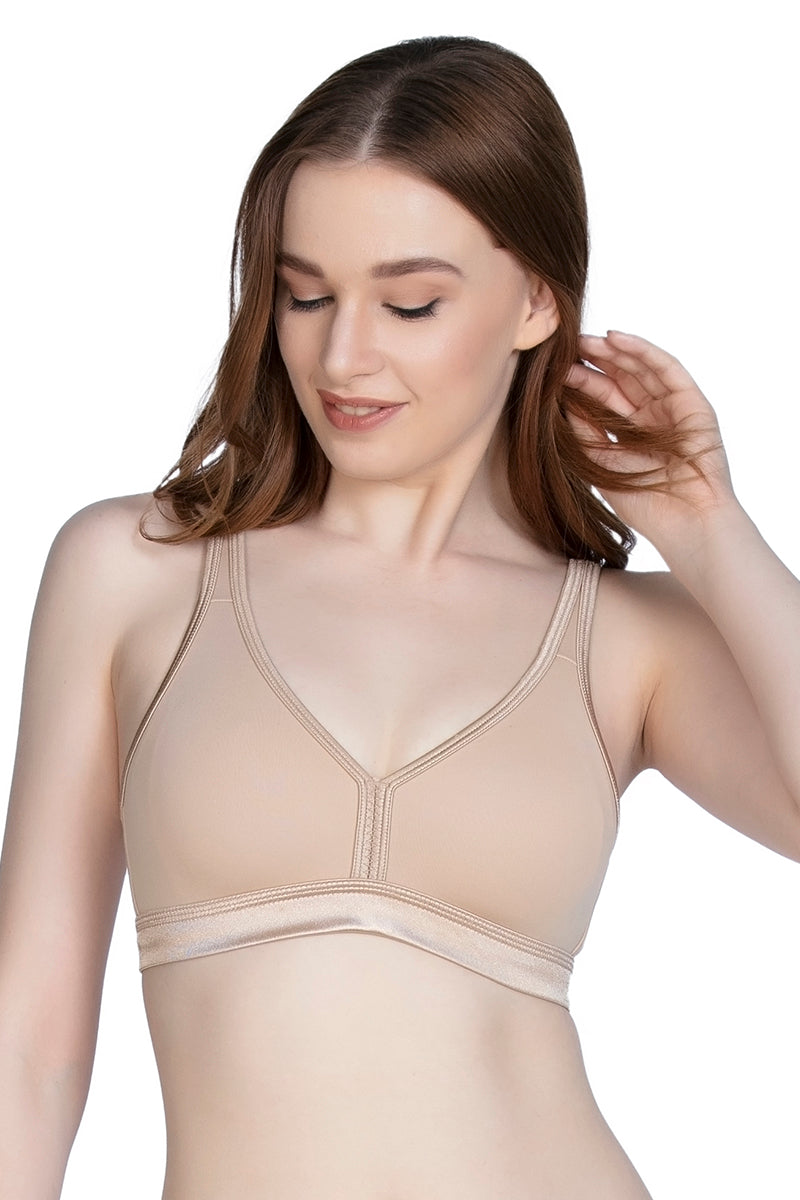 True Comfort V-Neck Non-Padded Non-Wired Bra 36B / Nude - amanté Bra - Image 6 of 8