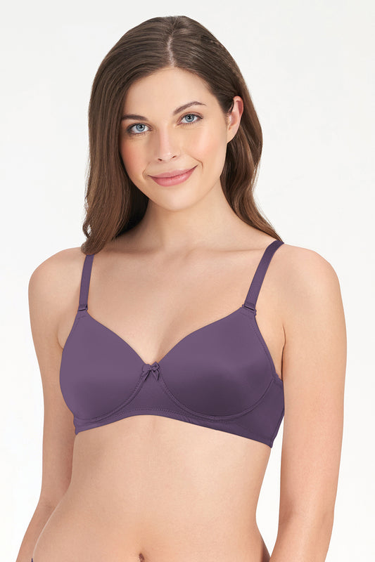 Smooth Charm Non-Wired Bra 32B / Grape Compote - amanté Bra