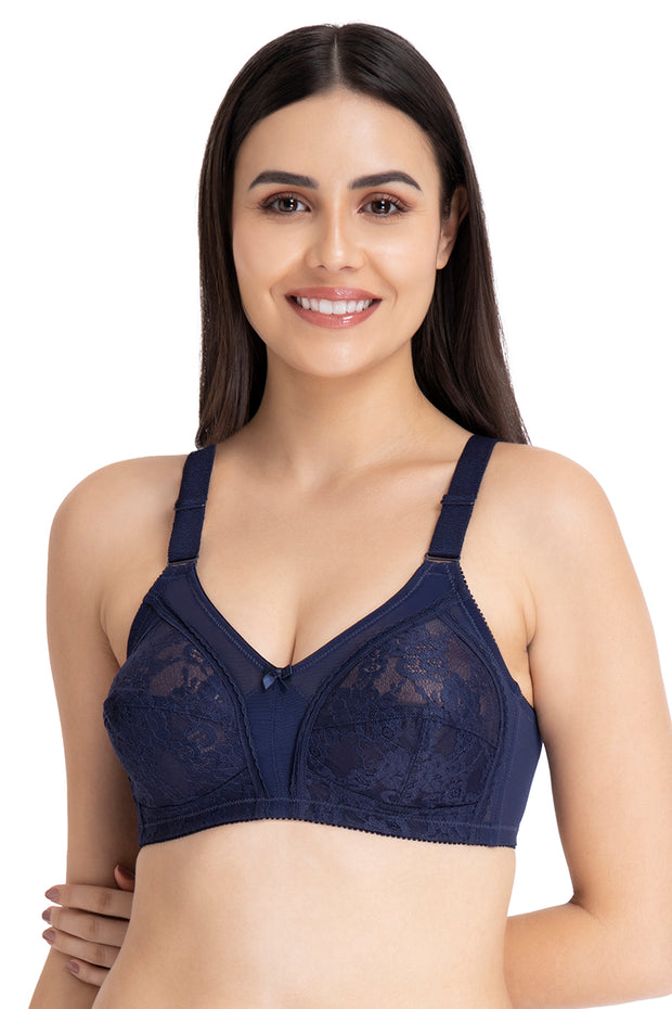 Buy Amante Women Lace Double Layered Non Padded Multipart Non-Wired Full  Coverage Special Hidden X-Frame Sling, 360 Degree Support & Comfort, Broad  Wings Super Support Bra - BRA77801 (Black) (36D) at