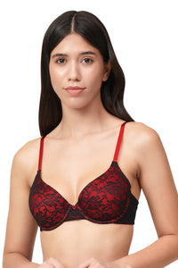 Lace Dream Bra 32C / Black-Hot Red - amanté Bra thumbnail 1