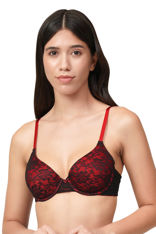 Lace Dream Bra 32C / Black-Hot Red - amanté Bra