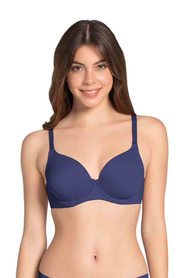 Buy Amante Floral Romance Padded Wired T-Shirt Bra - Blue Online