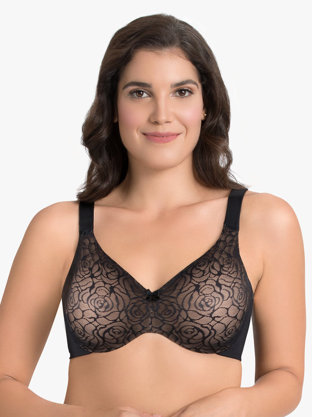 Buy Amante Demi Lace Non-Padded Non-Wired High Coverage Bra - Nude (40D)  Online
