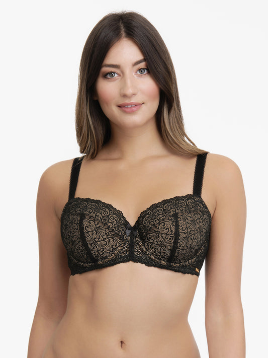 Heritage Lace Bra 36C / Black-Sesame - amanté Bra