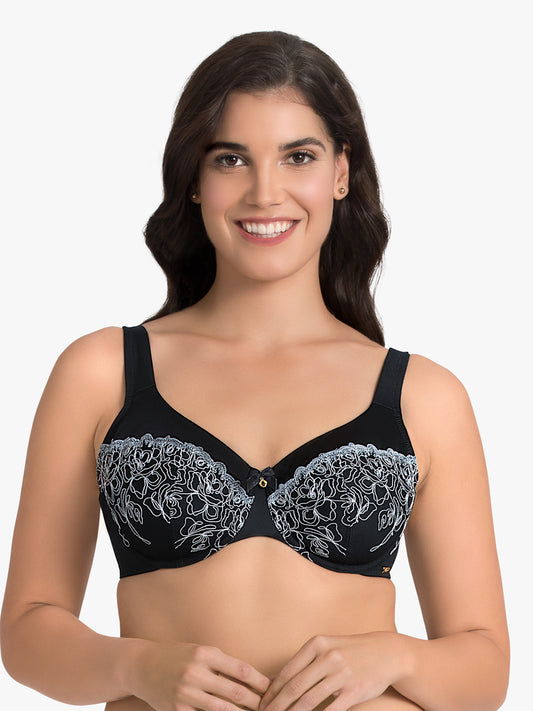 Deco Floral Bra 36C / Black - amanté Bra