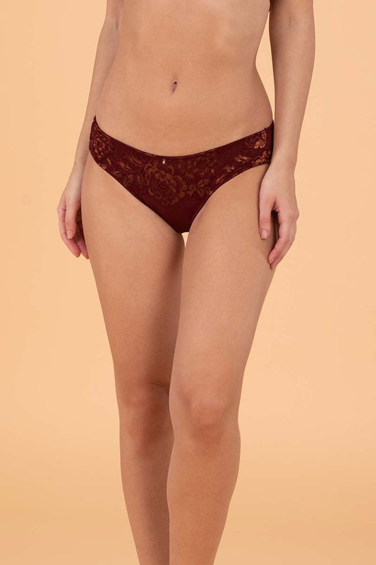 Lace Legacy Bikini Brief S / Burgundy Wine - amanté Pantie