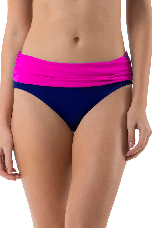 Ruched Swim Bottom S / Rivera Rose-Deep Sea - amanté Swimwear