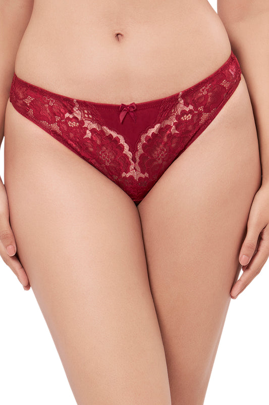Eternal Romance Lace Thong S / Red Berry - amanté brief