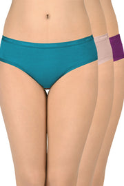Cotton Bikini Briefs Solid Pack of 3 (Combo 11) S / Assorted - amanté Panty