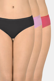 Cotton Bikini Briefs Solid Pack of 3 (Combo 4) S / B002 - SOLID - amanté Panty