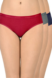 Cotton Bikini Briefs Solid Pack of 3 (Combo 10) S / B005 - SOLID - amanté Panty