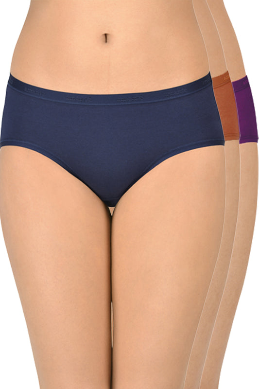 Cotton Hipster Brief Solid Pack of 3 (Combo 3) S / Assorted - amanté Panty