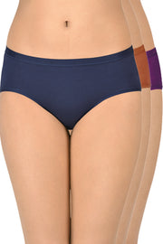 Cotton Hipster Brief Solid Pack of 3 (Combo 3) S / Assorted - amanté Panty