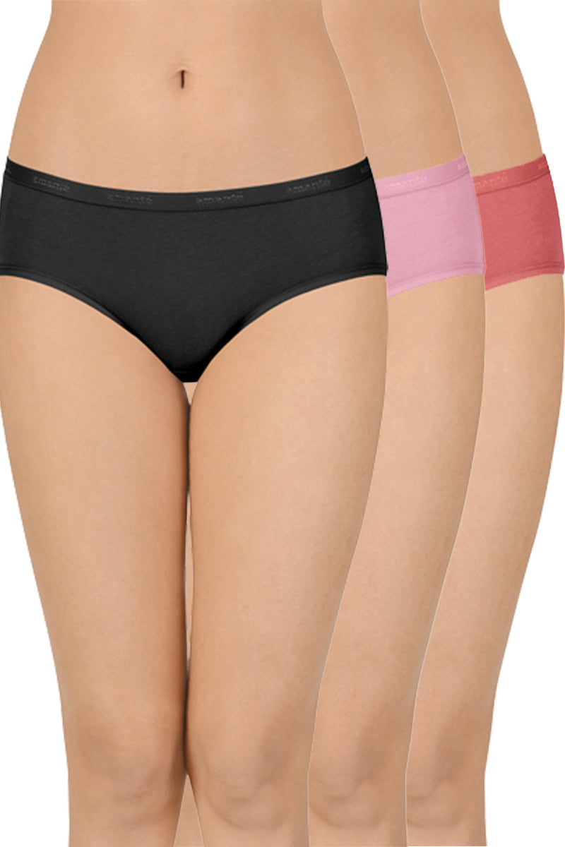 Cotton Hipster Brief Solid Pack of 3 (Combo 4) S / B002 - SOLID - amanté Panty - Image 1 of 4