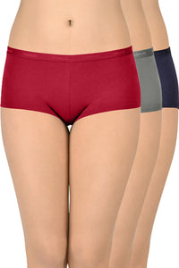 Cotton Boyshort Brief Solid Pack of 3 (Combo 11) S / Assorted - amanté Panty thumbnail 1
