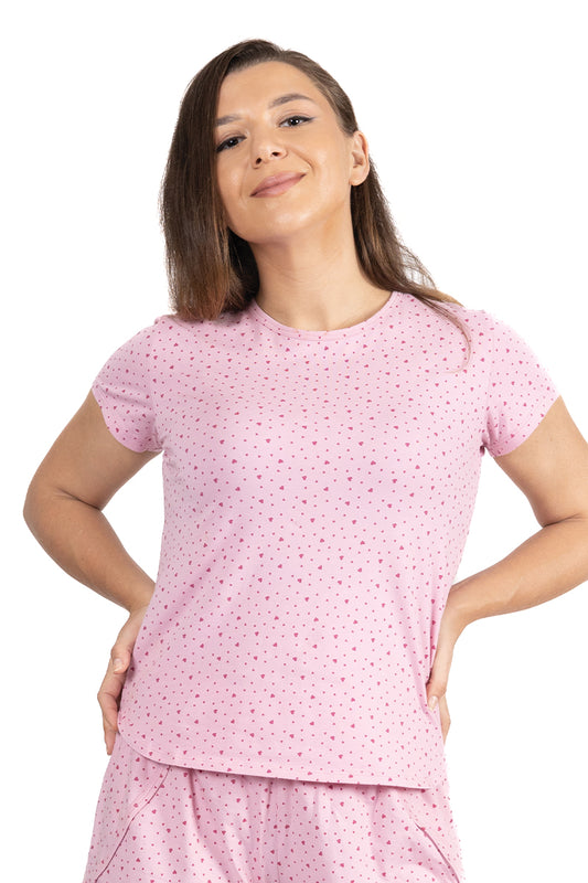 Cozy Comfies Sleep Tee S / Ditsy Heart Print - amanté Sleepwear