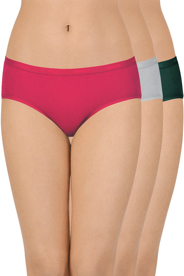 Cotton Hipster Brief Solid Pack of 3 L / Assorted - amanté Panty