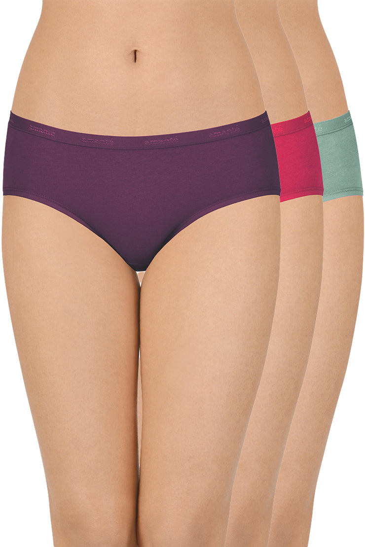 Cotton Hipster Brief Solid Pack of 3 XL / Assorted - amanté Panty