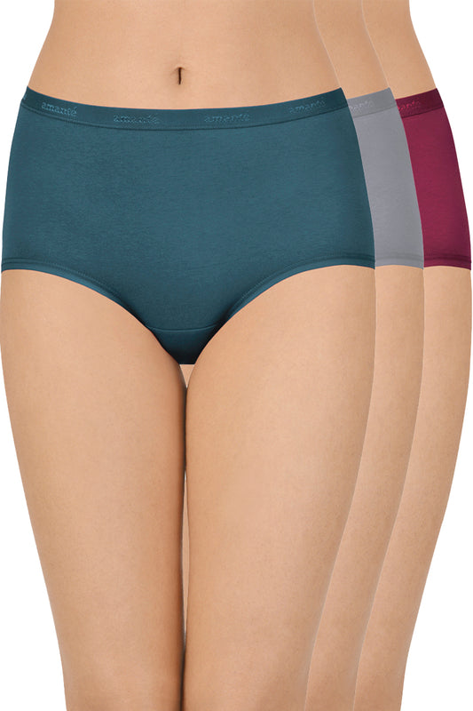 Cotton Full-Brief Solid Pack of 3 S / Assorted - amanté Panty Pack