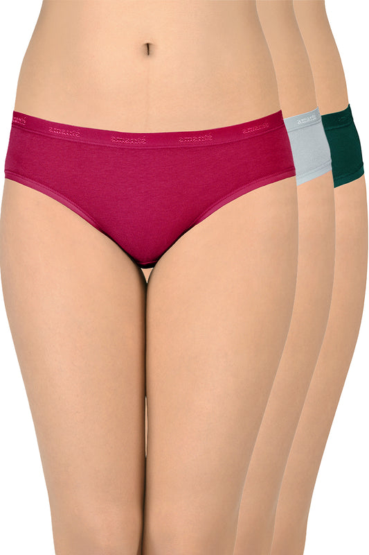 Cotton Bikini Briefs Solid Pack of 3 S / Assorted - amanté Panty
