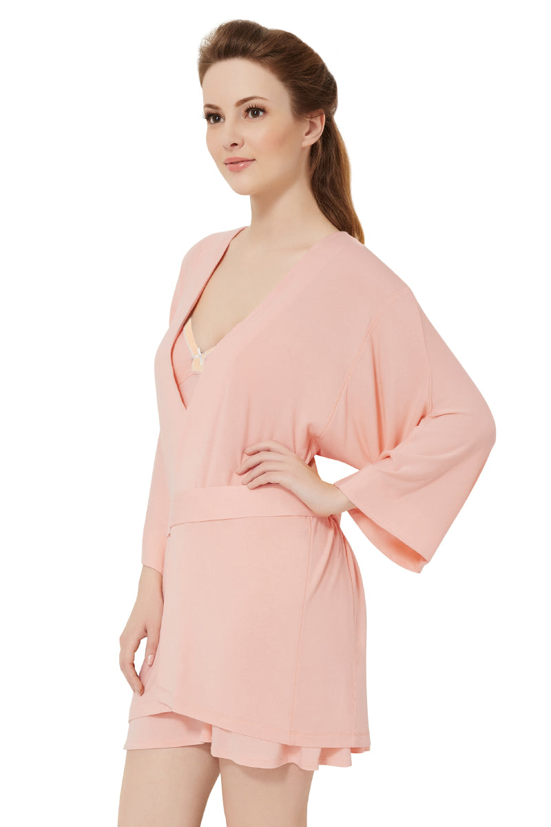 Comfy Cotton Sleep Robe M / Light Coral - amanté Sleepwear