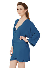 Comfy Cotton Sleep Robe L / Slate Blue - amanté Sleepwear
