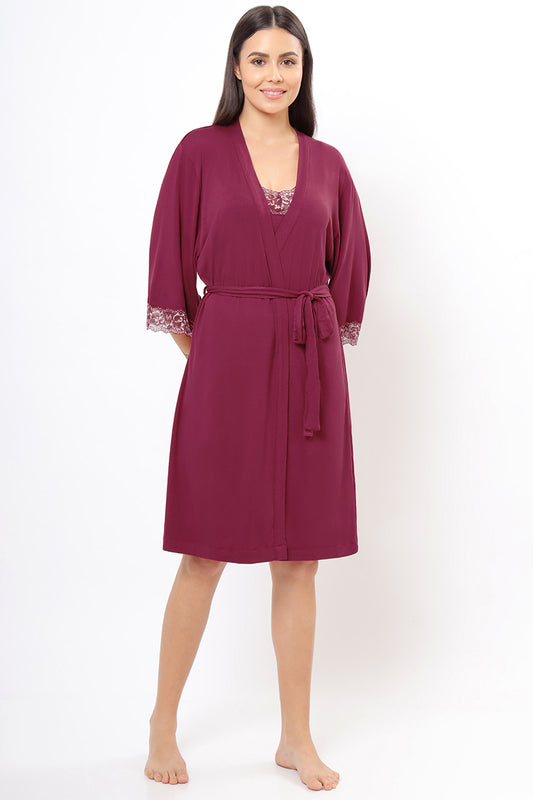 Lace Touch Sleep Robe S / Anemone - amanté Sleepwear