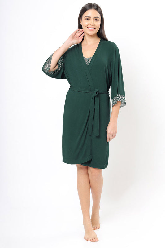Lace Touch Sleep Robe S / Botanical Gardens - amanté Sleepwear