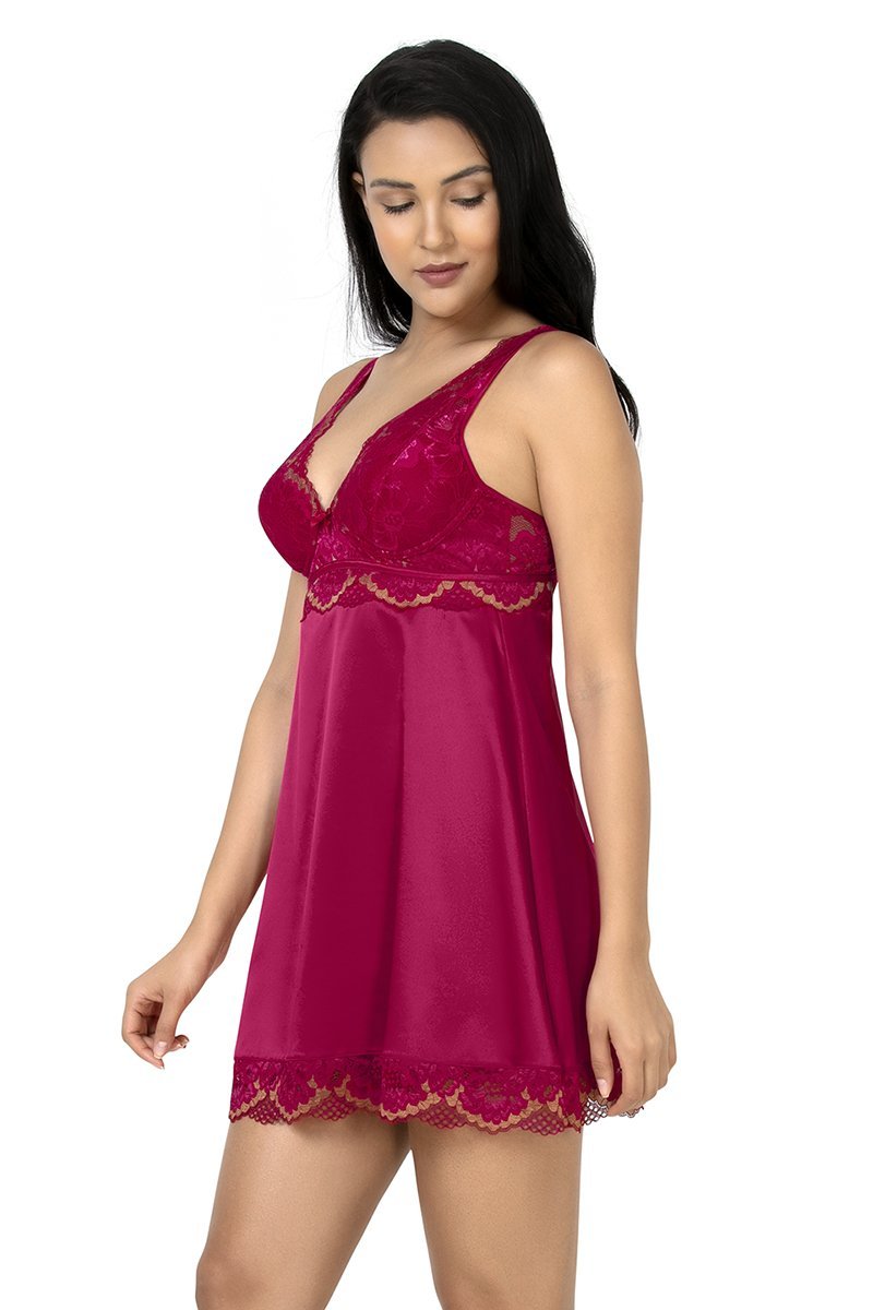 Eternal Romance Satin Lace Babydoll  - amanté Sleepwear