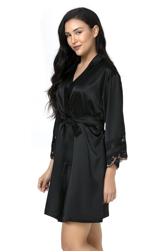 Eternal Romance Satin Lace Robe  - amanté Sleepwear - Image 7 of 8