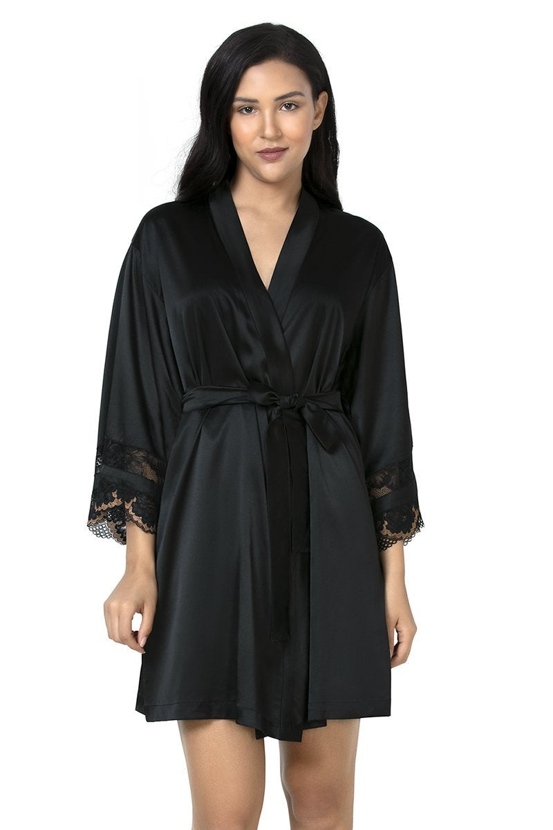 Eternal Romance Satin Lace Robe  - amanté Sleepwear - Image 6 of 8