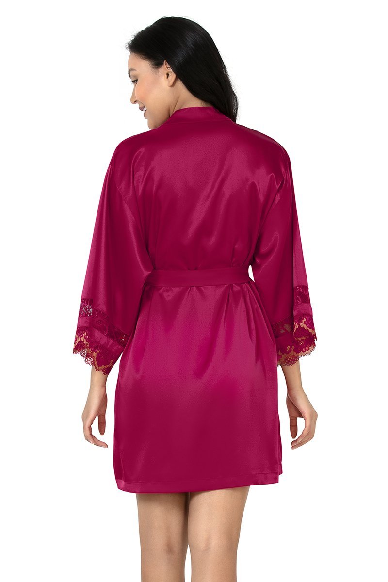 Eternal Romance Satin Lace Robe  - amanté Sleepwear - Image 4 of 8