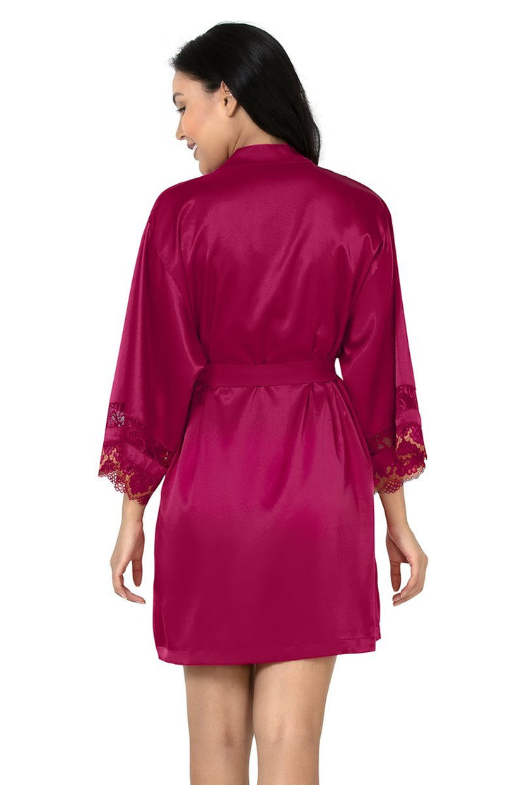 Eternal Romance Satin Lace Robe  - amanté Sleepwear