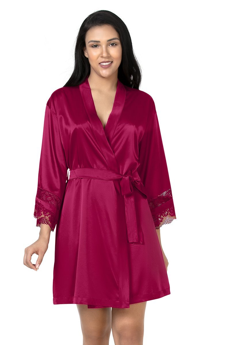 Eternal Romance Satin Lace Robe  - amanté Sleepwear - Image 2 of 8