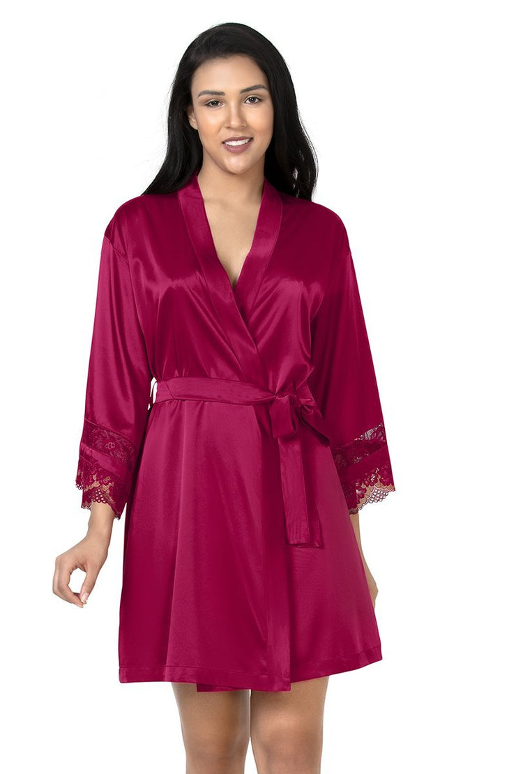 Eternal Romance Satin Lace Robe  - amanté Sleepwear