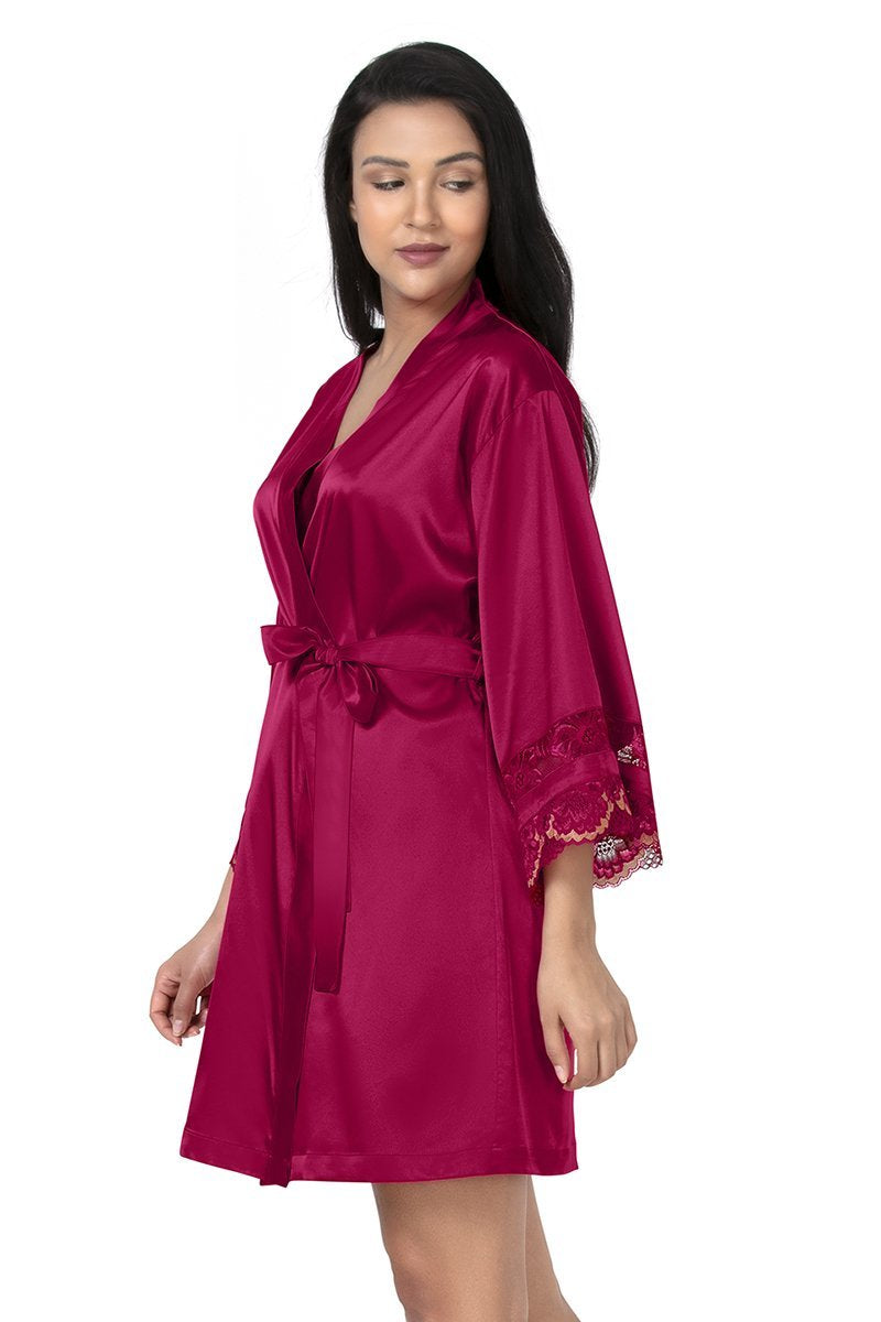 Eternal Romance Satin Lace Robe  - amanté Sleepwear