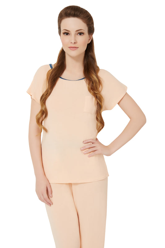 Comfy Cotton Pyjama Top M / Peach Parfait - amanté Sleepwear